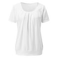 thumbnail image 6 of Gbsyewxs Womens Tops Crew Neck Short Sleeve Ruffle Solid Color Loose Summer T Shirts For Women White, 6 of 7