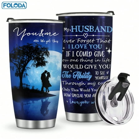 Foloda 1pc- to My Husband Gifts Cup Tumbler Christmas Gift Mug -  Birthday Valentines Day Gifts for Husband, Fathers Day For Husband Gifts - Husband Travel Coffee Mug Insulated Cup 20 Oz