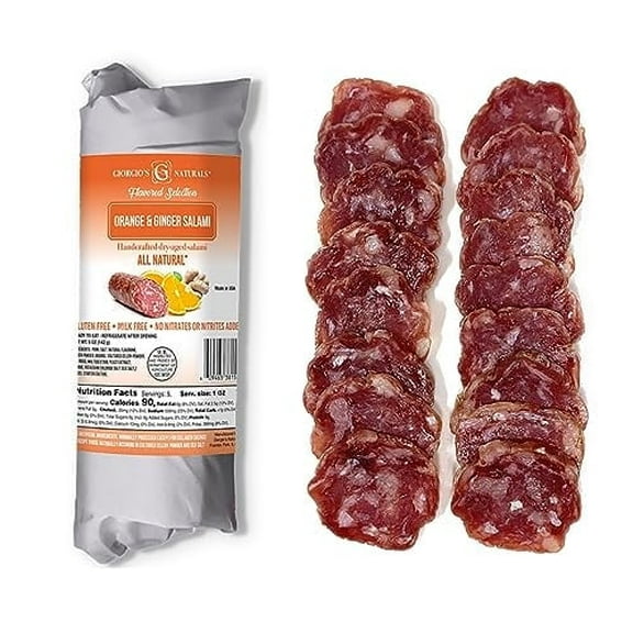 Giorgio's Naturals Pork Salami, Italian Dry Salami Chub, Gluten-Free, No Antibiotics, 5 oz