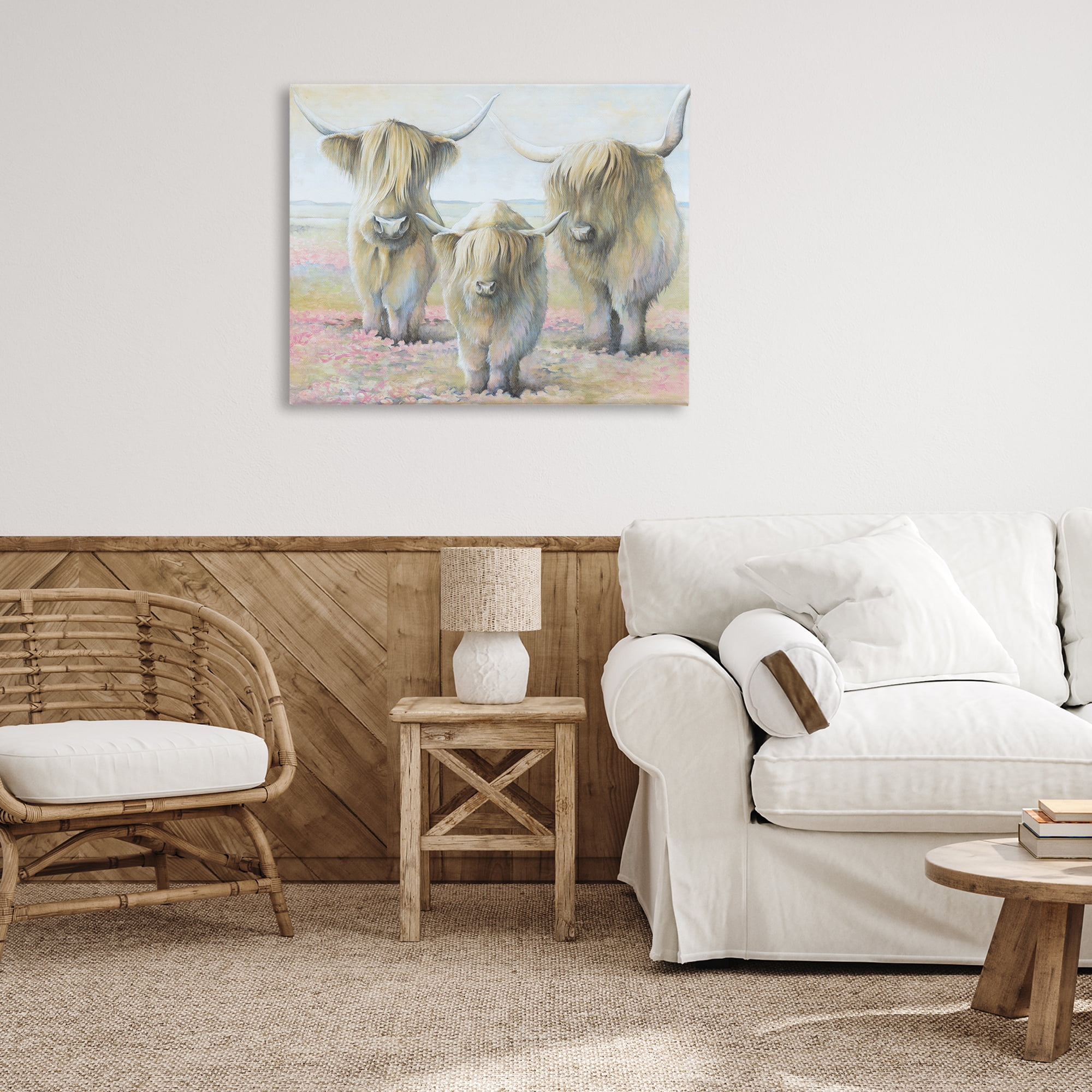 Stupell Industries Gentle Cattle Trio Animals & Insects Painting Gallery Wrapped Canvas Art Print Wall Art, 40 x 30