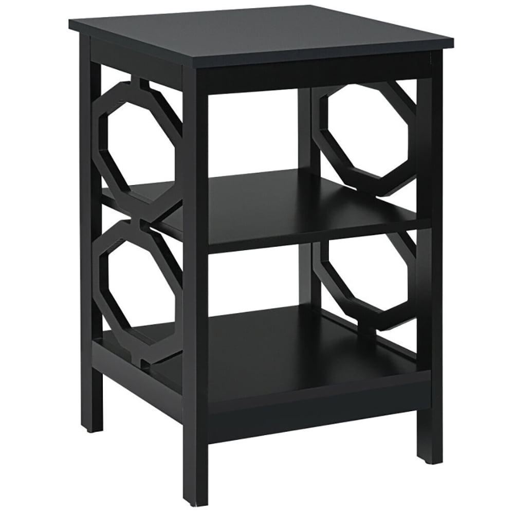 Finihen Side End Table, 3-tier Nightstand Sofa Side End Accent Table, Bed Side Tables, for Living Room, Bedroom, Black Finihen Side End Table, 3-tier Nightstand Sofa Side End Accent Table, Bed Side Tables, for Living Room, Bedroom, Black