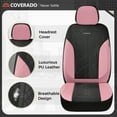 thumbnail image 4 of Coverado Car Seat Covers Full Set, Luxury Faux Leather Seat Protectors, Universal Fit for Cars, SUVs, Trucks-Black&Pink, 4 of 8
