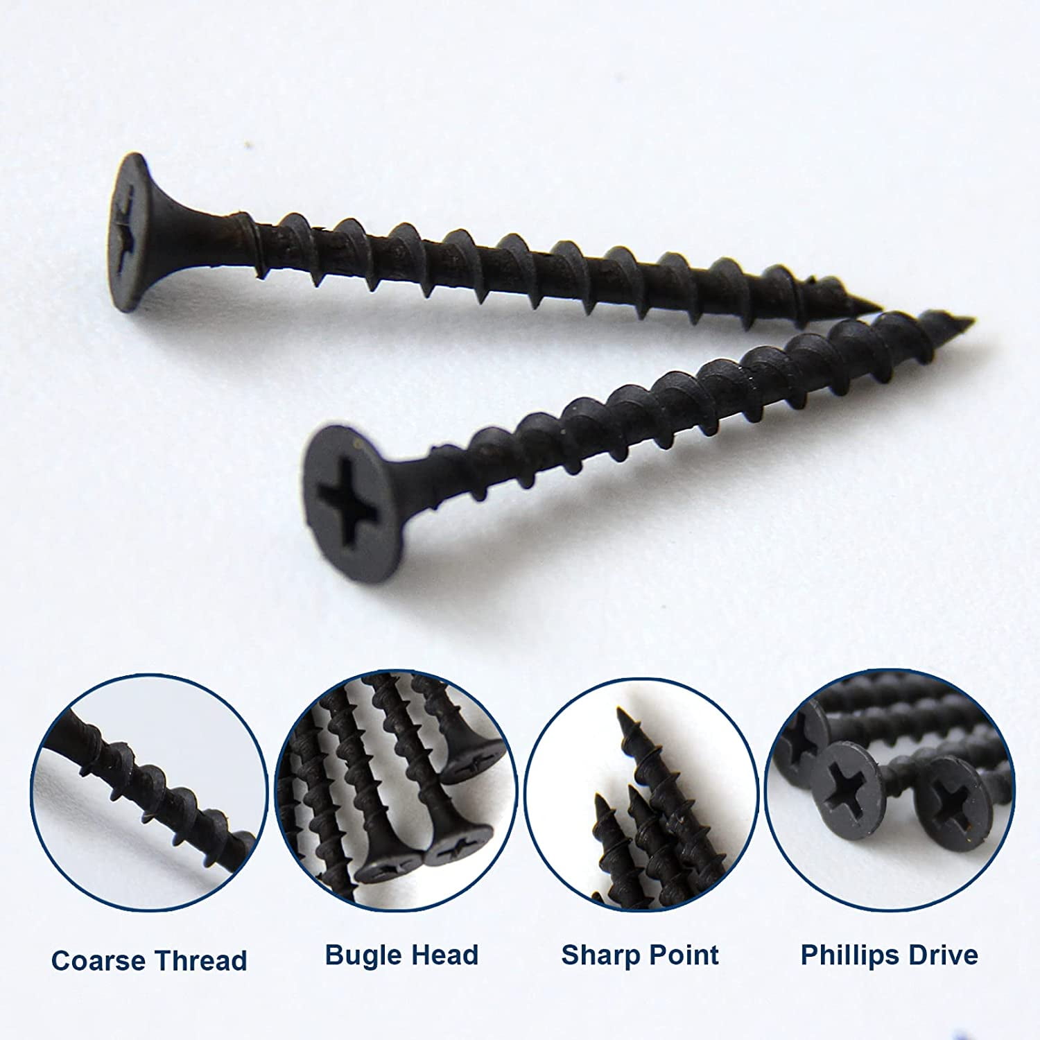 FASTENER TREE #6x1-5/8" Screws Coarse Thread Carbon Steel Bugle Head, 100PCS