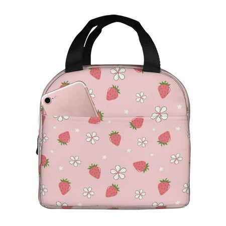 Insulated Lunch Bag for Women Men - Cute Strawberry Snowflake Leakproof Cooler Lunch Box for Women Men  Lunch Tote Bags for Work School Picnic Travel