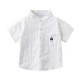 thumbnail image 3 of Cethrio Boys' Button Down Shirts, Summer Embroidered Cotton Casual Short Sleeve Shirts White Size 7-8 T, 3 of 4