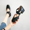 thumbnail image 5 of Women's Mary Janes Chunky Low Block Heels Square Toe Buckle Strap Cross Belt Closed Toe Mary Jane  Dress Shoes, 5 of 5