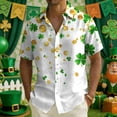 thumbnail image 2 of Men's St Patrick Shirts Lapel Short Sleeve Button Down Festival Print Loose Casual Stylish Holiday Shirt (XL, White), 2 of 8