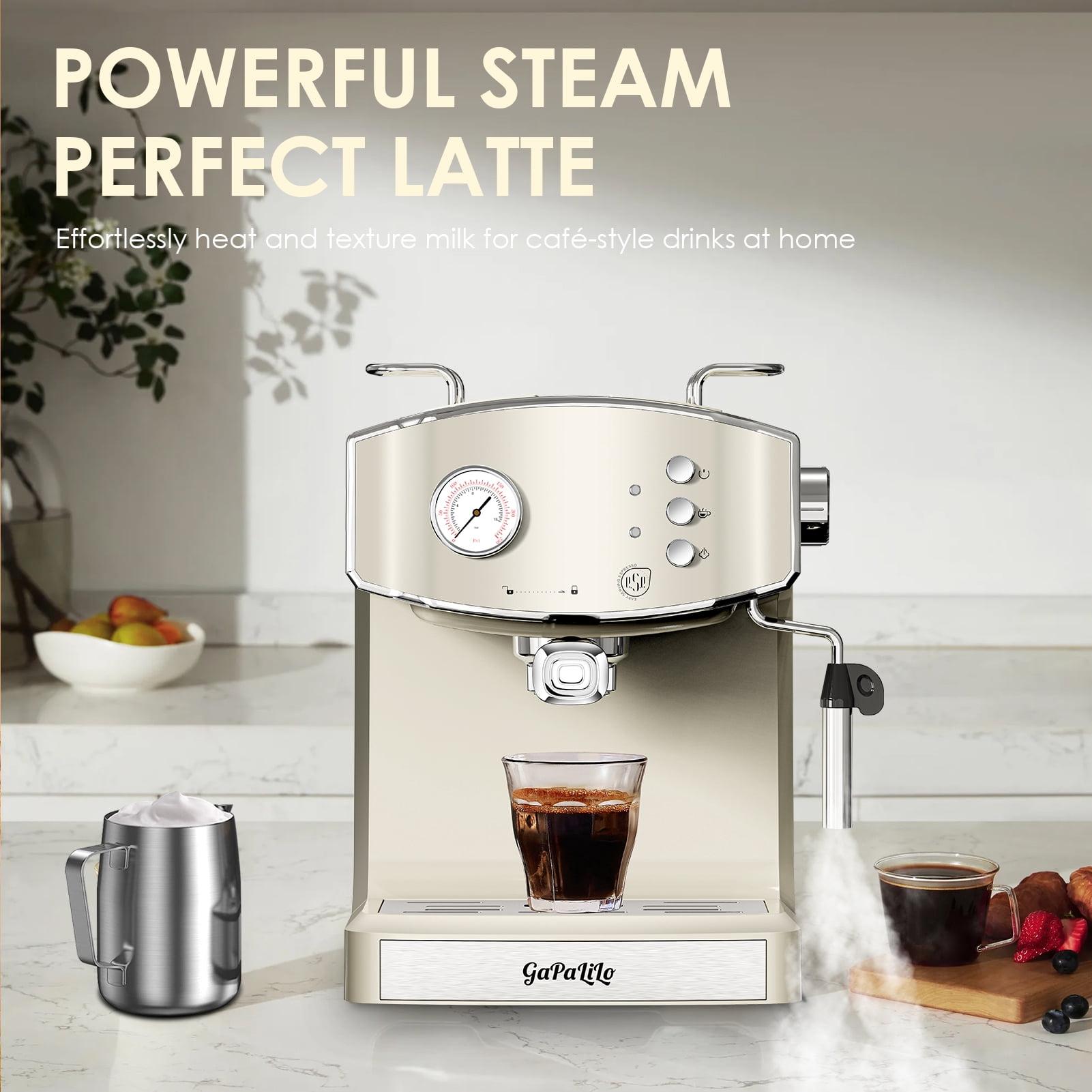 20 Bar Retro-Style Espresso Machine with Milk Frother, ESE Pod Compatible, Pressure Gauge, 54 oz Food-Grade PP Removable Water Tank, Ideal for Home Barista,Sky Blue