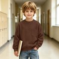 thumbnail image 2 of Boys Waffle Knit Sweatshirt Kids Crew Neck Long Sleeve Chest Pocket Relaxed Fit Fall School Pullover, 2 of 5