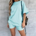 thumbnail image 3 of MAIHAN Women Shorts Sets Outfits Summer Outfits Cute Clothes Shirt & Shorts Clothes Set Crewneck Tees Shorts Playwear Sets for Casual and Summer Wear, 3 of 6