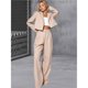 thumbnail image 5 of Conjunto de Dos Piezas para Mujer: Blazer Corto, Chaqueta y Pantalón de Trabajo de Cintura Alta y Pierna . Albaricoque M, 5 of 10