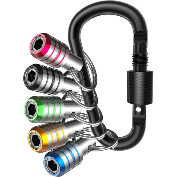 Solennerer 1/4inch Drill Bit Holder Keychain for Impact Driver Pull Back to Unlock Quick Change Magnetic Screwdriver Bit Holders-5Pcs