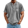 thumbnail image 2 of Miluxas Men's Henley Short Sleeve Shirt Lightweight Soft Crew Neck Casual Button T-Shirts Summer Basic Tees with Pocket Trendy Streetwear Gray, 2 of 6