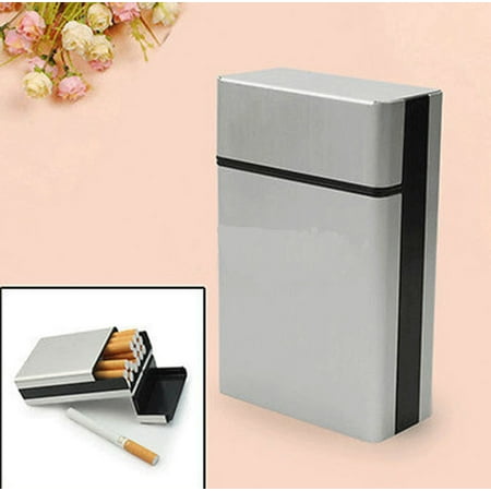 Decorative Cigarette Case Intbuying Cigarette Tobacco Cigar Case Holder Aluminum Pocket Box Container Pack SHORT NEW #241039 ()