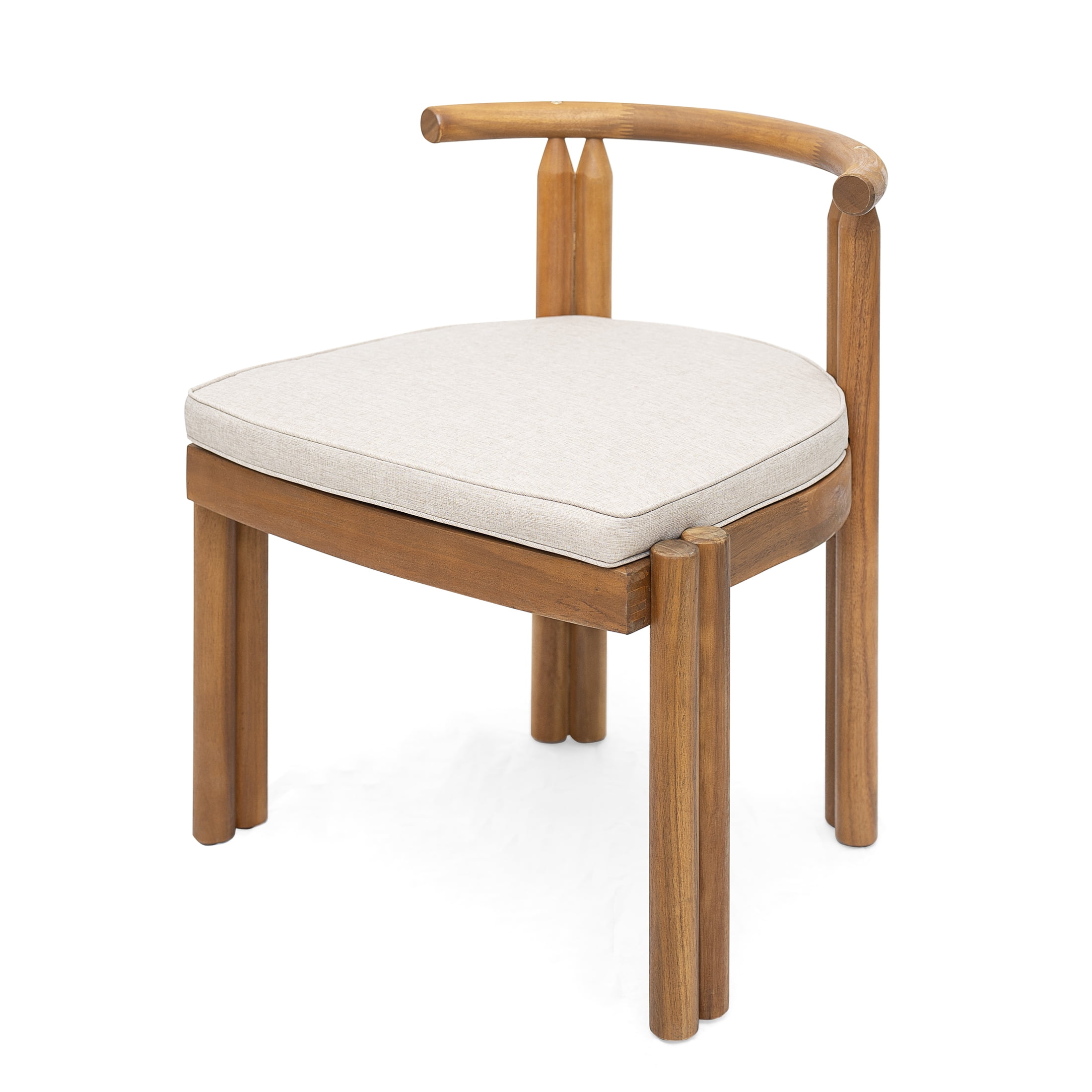 Christopher Knight Home 7-Piece Wood Outdoor Dining Table Set with 4 Armless and 2 Armrest Chairs, Teak+Beige
