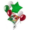 7 pc Viva Mexico Flag Balloon Bouquet Party Decoration Cinco Mayo 5th Green Red