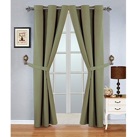Wpm 4 Piece Blackout Curtain Set Grommet Curtains And Tie Backs