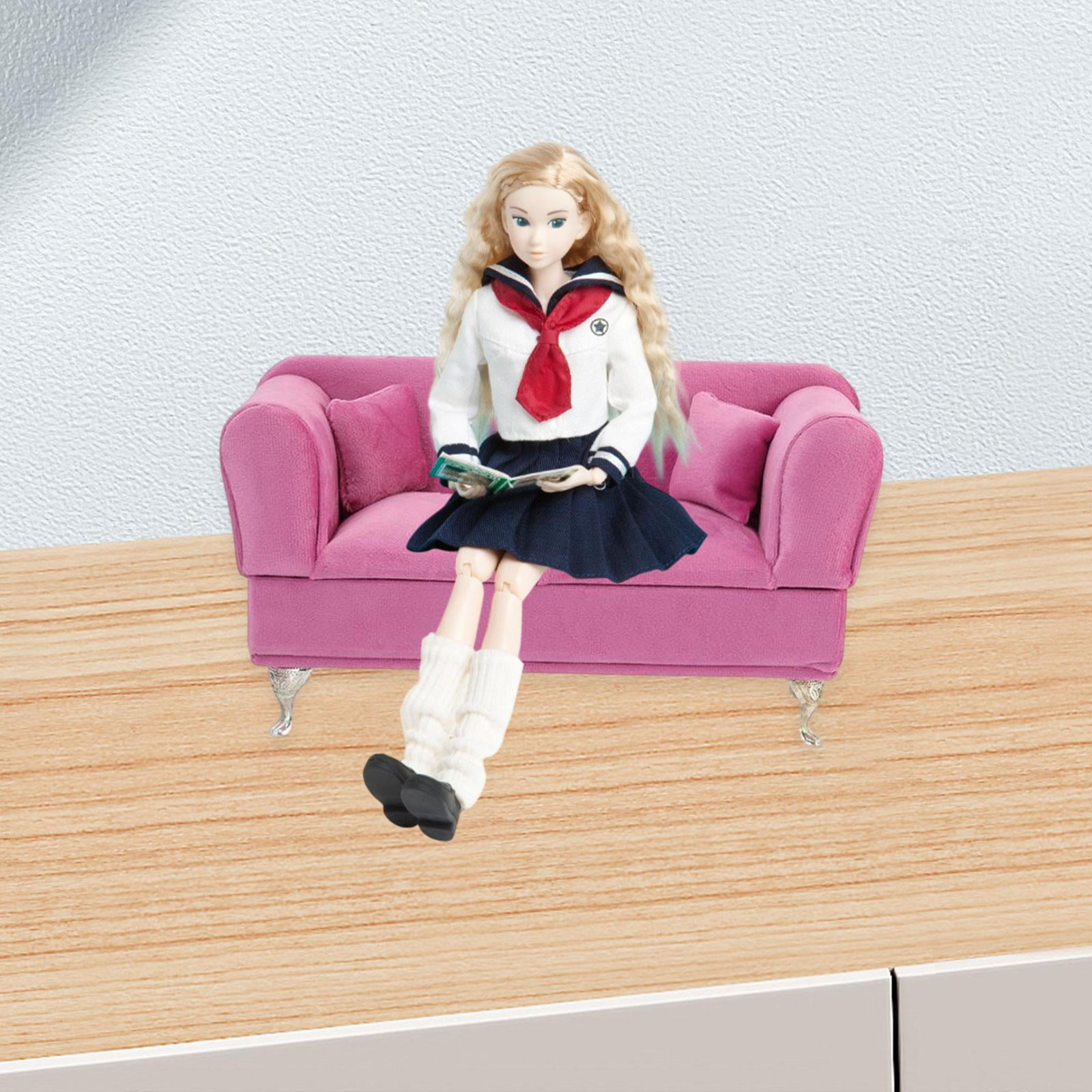 Segolike 1/6 Dollhouse Doll Sofa Toy, Jewelry Box Organizer, Dollhosue Decor ,Keepsake Box ,Flannel Jewelry Case, for Pendant Necklace pink