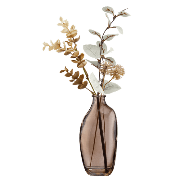 Bouclair Faux Floral in Organic Amber Glass Vase
