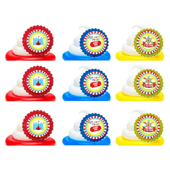 Carnival Easy Toppers Cupcake Decoration Rings -24pk