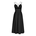 thumbnail image 6 of Bigersell Women Dresses Fashion Women Summer Sleeveless Casual Backless Solid Color V-Neck Dress Big & Tall Skater Dress Style 26042, Female High Low Dresses Black S, 6 of 9