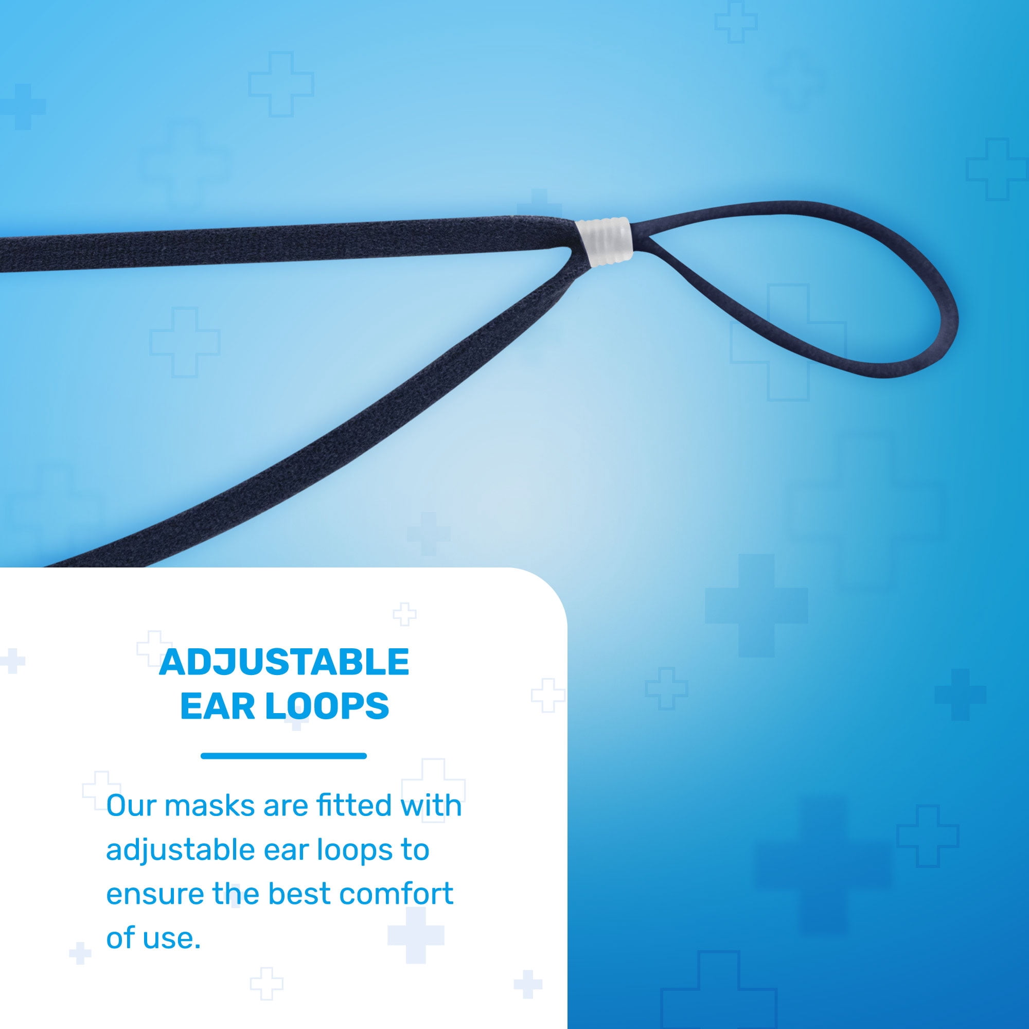 WellBefore KN95 Disposable 5Ply Face Masks, Pack of 10, Large, Blue, Individually Wrapped, Adjustable Ear Loops
