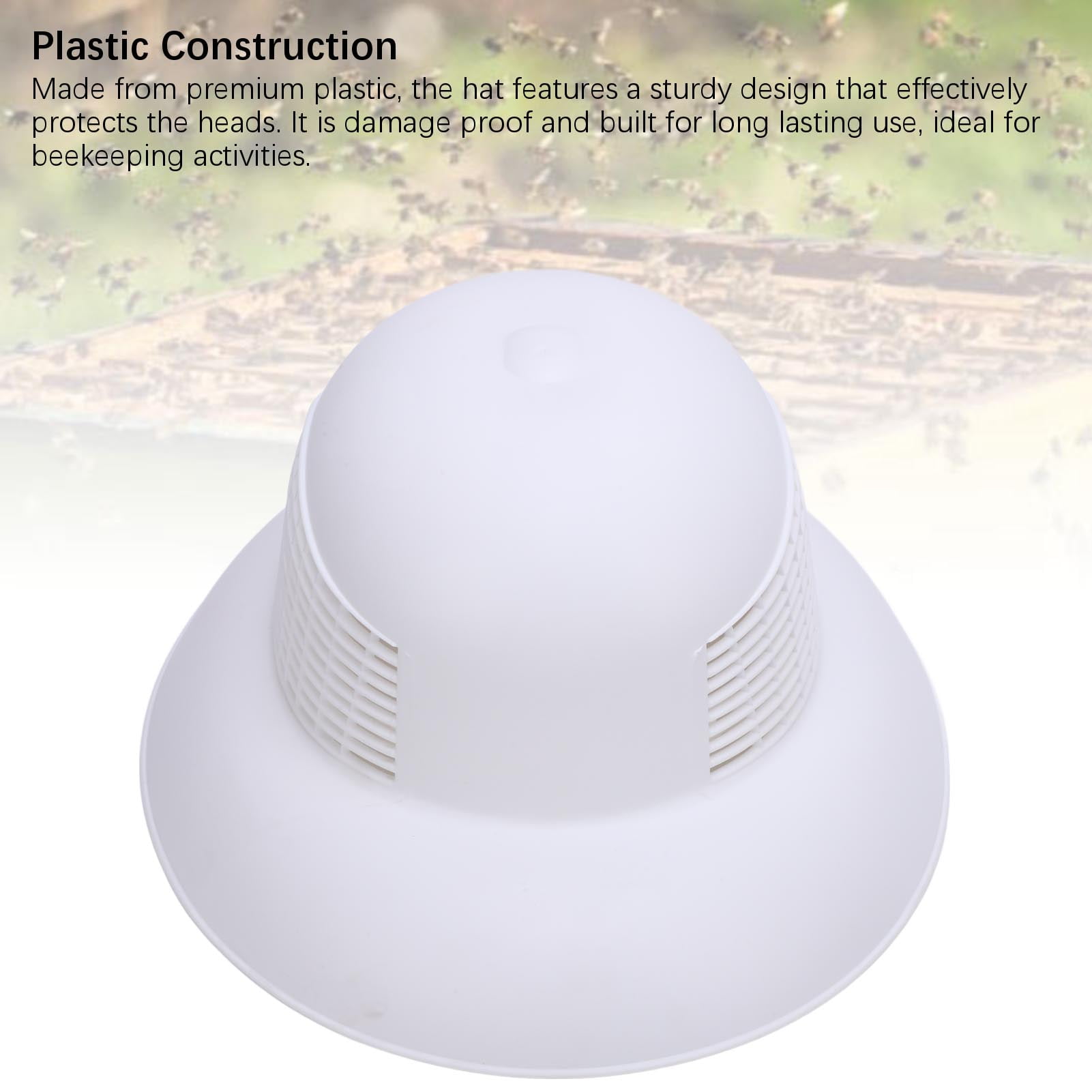 Nieyigj Protective Beekeeping Hard Hat Plastic Vented Beekeeper Tool Cap for Men Women White Color 1 Count Standard Size 13.58 inches / 34.5 cm Breathable Cooling Gear Equipment