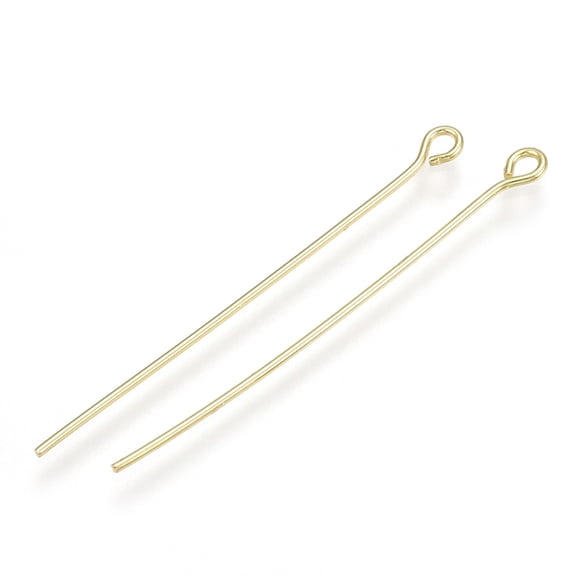 200pc Brass Eye Pin Real 18K Gold Plated 40x0.7mm Hole: 1.5mm
