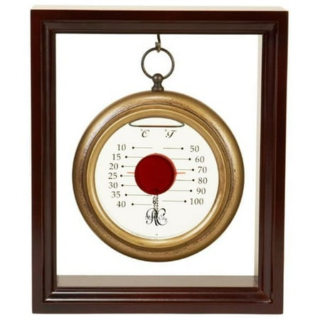 - Small Hanging Brass Cherry Finish Red Float Galileo Liquid Thermometer