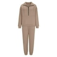 thumbnail image 3 of BiZtdJrK 2 Piece Sets for Women Casual Zip Up Pullover Sweatshirt and Beam Feet Pants Joggers Sets 2025 Fall Fashion Soid Color Tracksuit Sale of the Day Khaki S, 3 of 6