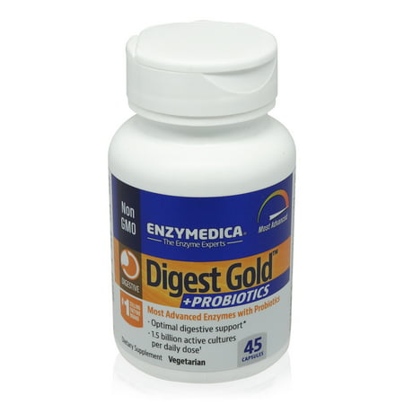 Enzymedica - Digest Gold + Probiotics Advanced Digestive Enzymes + Probiotics for Essential Digest Care 45