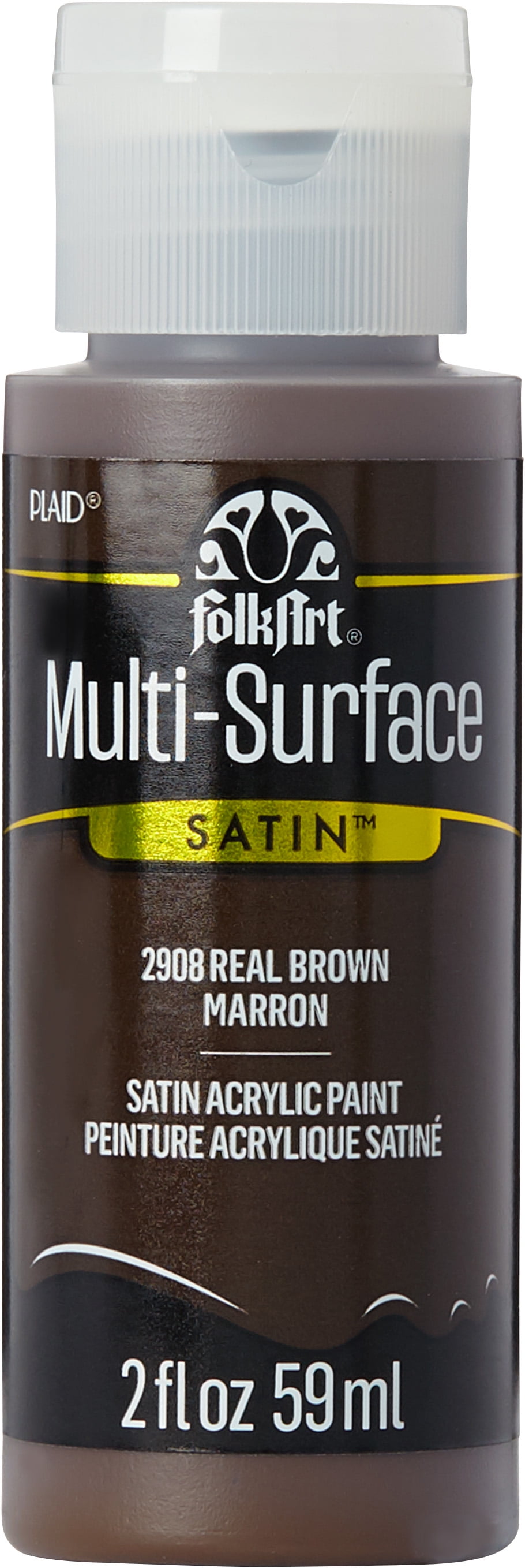 FolkArt Multi-Surface Acrylic Craft Paint, Real Brown, 2 fl oz
