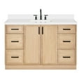 thumbnail image 2 of Ariel Kelly 55 Inch Single Rectangle Sink Bathroom Vanity With Pure White Quartz Countertop 1.5 Inch Edge In White Oak, 2 of 12