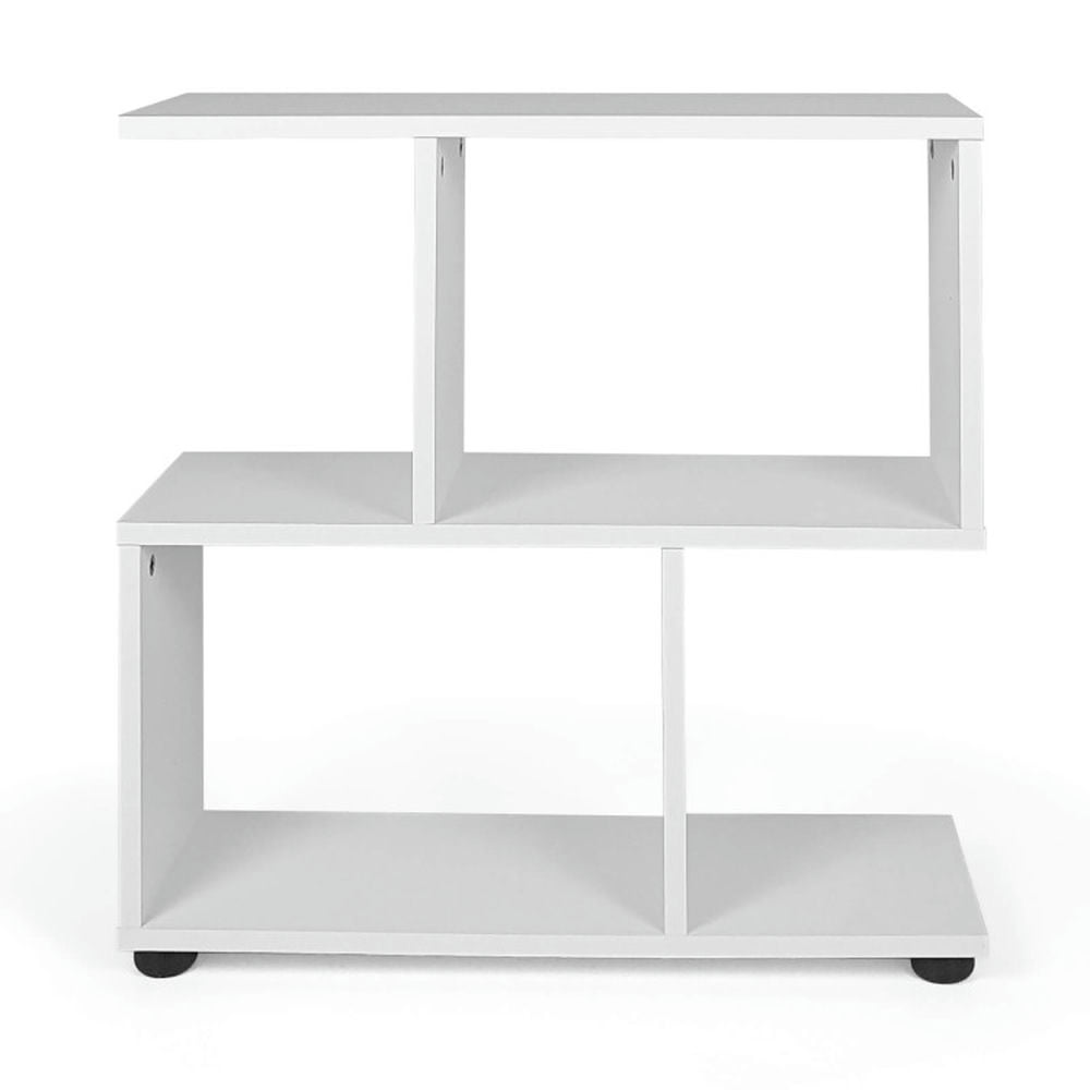 Demi Bonn 3-Tier Geometric Bookshelf with Thick Foot Pads, 24" Bookcase, White