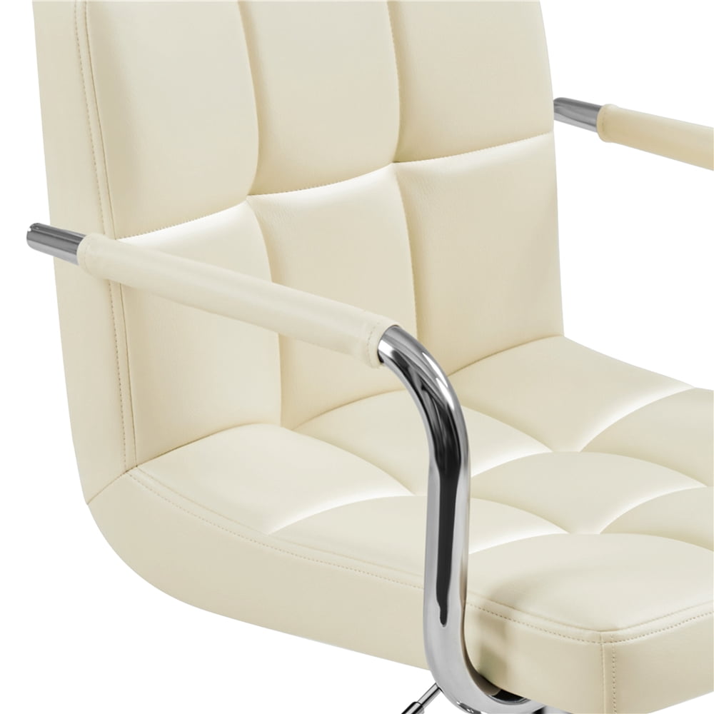 Yaheetech PU Leather Bar Stools with Armrests and Footrest, Set of 4, Beige