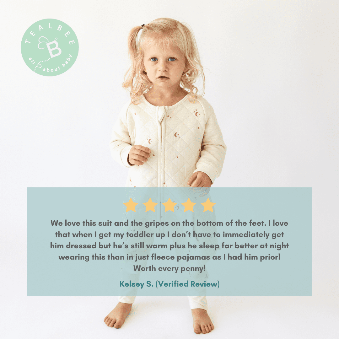 Tealbee Dreamsie - Bamboo Sleep Sack with Sleeves and Footies - (1.2 Tog) MoonsStars 3T-4T