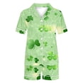 thumbnail image 5 of BEFOKA St. Patrick's Day Pajamas For Women Set Button Up Shirt & Elastic Waist Shorts Collar Neck Nightwear Graphic Pjs Shorts Sleepwear Short Sleeve Pjs Soft Pj Sets Loose Sleepwear, 5 of 6