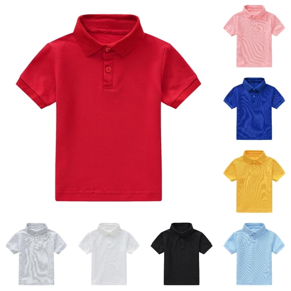 REDARER Toddler Kids Short Sleeve Polo Soft Breathable Solid Summer School Holiday Casual Tops School Uniform,4-5 Years