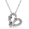 thumbnail image 1 of Collar con textura de corazón y serpiente negra bañado en plata 925, 1 of 5