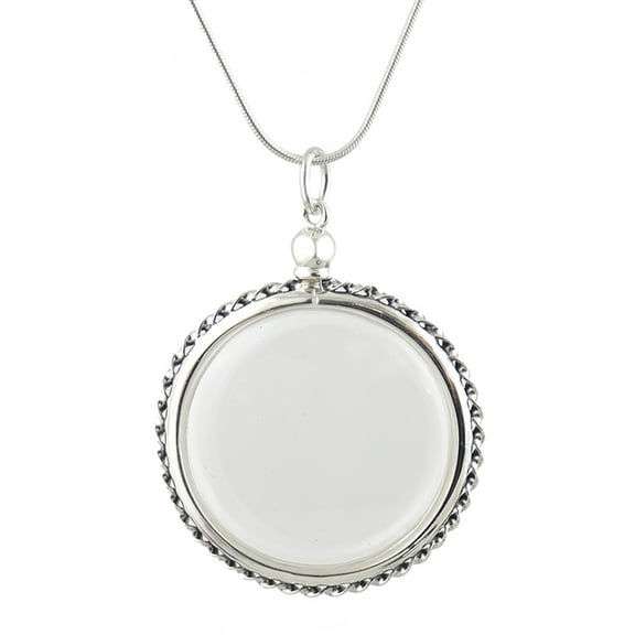 Clear Locket - 925 Sterling Silver - Cherished Items Keepsakes Floating Locket, 18" Snake Chain