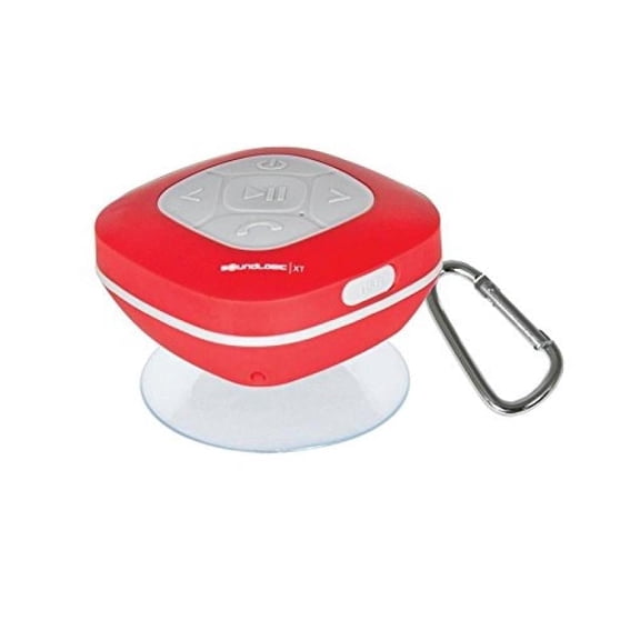 SoundLogic AWS-12/2970R Bluetooth Shower Speaker with FM Radio and Carabiner (Red)