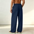 thumbnail image 5 of Hurxie Men Baggy Dress Pants Pleated Trousers Elastic Waistband Casual Loose Wide Leg with Pockets Navy,XL, 5 of 5