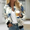 thumbnail image 2 of Luwomo Jackets for Womens Floral Print Round Neck Loose Fit Long Sleeve Coat Cardigan Tops Dark Blue,M, 2 of 5