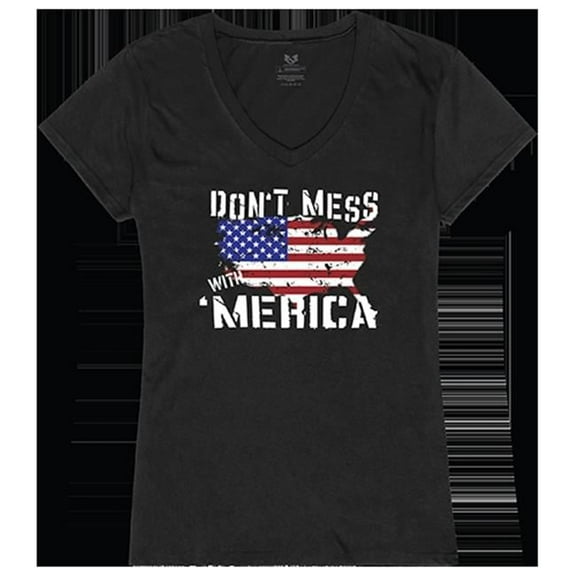Dont Mess with America Graphic V-Neck T-Shirts, Black - 2XL