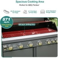 thumbnail image 6 of Brand Man 6-Burner Outdoor Gas Kitchen Grill Island with Side Burner, BBQ Station with Storage Cabinets and Fold-out Prep Table, LPG/NG Convertible, 6 of 10