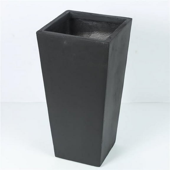 LuxenHome Black MgO 18.5in. H Tall Tapered Square Planter