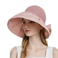 thumbnail image 3 of IDALL Sun Hat Visor Hats Women Outdoor Sunscreen Sun Hat All Match Tethered Large Brimmed Sun Hat Beach Hat Summer Hats Pink One Size, 3 of 6