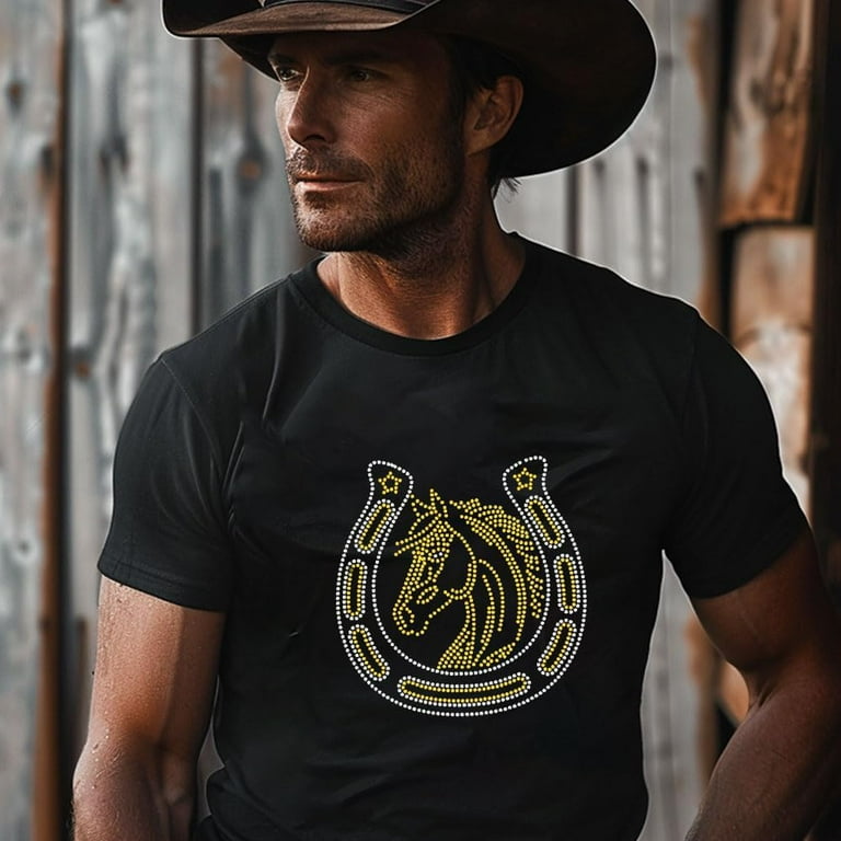 Horse Horseshoe Rhinestone Iron on Hotfix 8.26x11.69inch