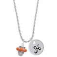 thumbnail image 1 of Delight Jewelry Silvertone Crystal Orange Spinner Silvertone Script Initial Disc - H - Charm Necklace, 20"+3", 1 of 4