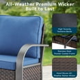 thumbnail image 4 of Unnifurnzi Wicker Outdoor Couch-High Back Patio Couch with 4" Thick Cushions Outdoor Sofa for Deck Porch Lawn Garden Backyard-Brown/Blue, 4 of 7